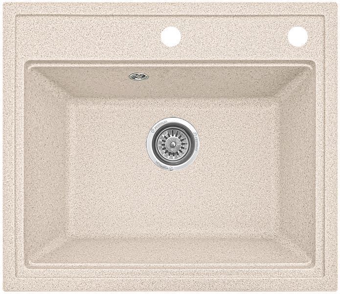 Кухонная мойка, каменная, квадратная, EcoLine 49N, 590х510 мм, бежевая EL-49N-SAH фото