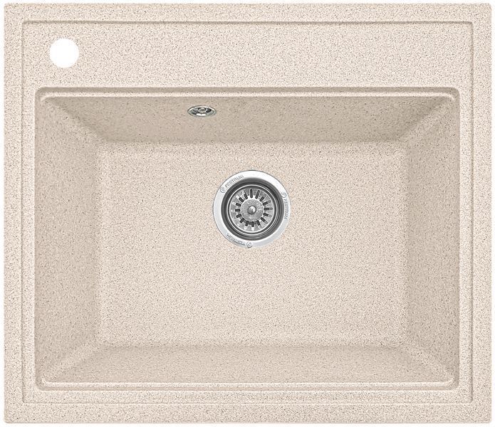 Кухонная мойка, каменная, квадратная, EcoLine 49N, 590х510 мм, бежевая EL-49N-SAH фото