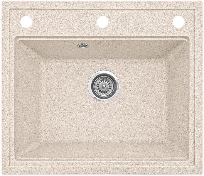 Кухонная мойка, каменная, квадратная, EcoLine 49N, 590х510 мм, бежевая EL-49N-SAH фото