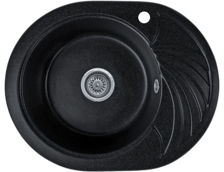 Мойка кухонная, гранитная, овальная, Valetti Model 13N, Anthracite (черная), 600х470 мм VAL-13N-ANT фото