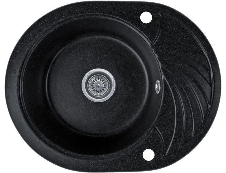 Мойка кухонная, гранитная, овальная, Valetti Model 13N, Anthracite (черная), 600х470 мм VAL-13N-ANT фото