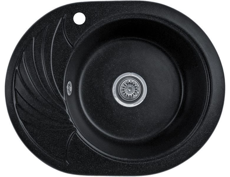 Мойка кухонная, гранитная, овальная, Valetti Model 13N, Anthracite (черная), 600х470 мм VAL-13N-ANT фото
