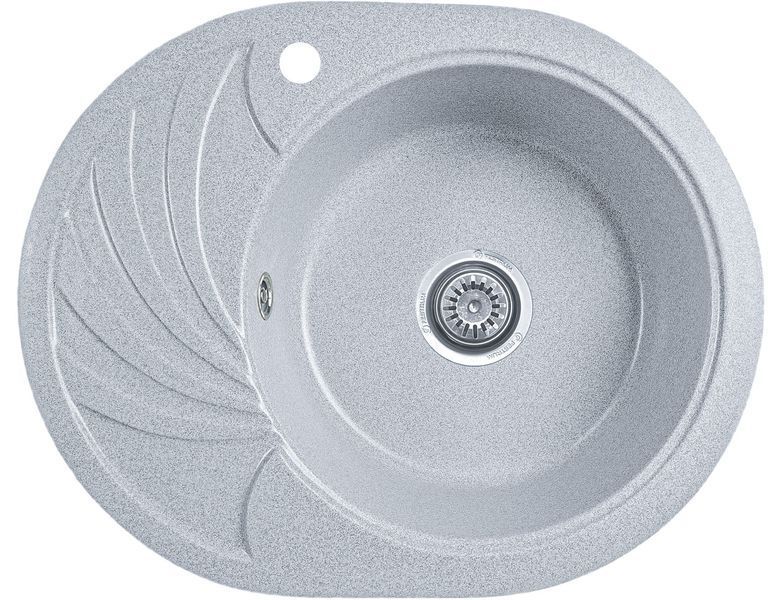 Мийка кухонна, гранітна, овальна, Valetti Model 13N, Silver (сіра), 600х470 мм VAL-13N-SIL фото