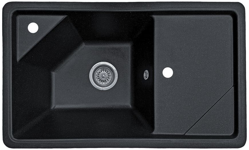 Комплект кухонной мойки Valetti 58N Anthracite (черная) &mdash; мойка + смеситель + сифон