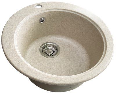 Кухонная мойка из искусственного камня, круглая, EcoLine 2S Бежевая EL-2S-SAH фото