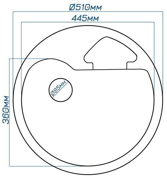 Кухонна мийка, кам'яна, кругла, EcoLIne 68N, &Oslash;510 мм, тера EL-68N-TER фото