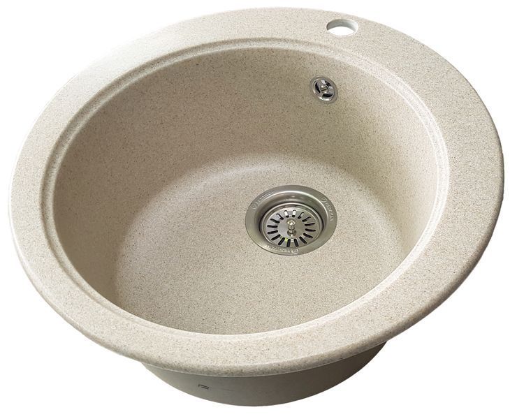 Кухонная мойка из искусственного камня, круглая, EcoLine 2S Бежевая EL-2S-SAH фото