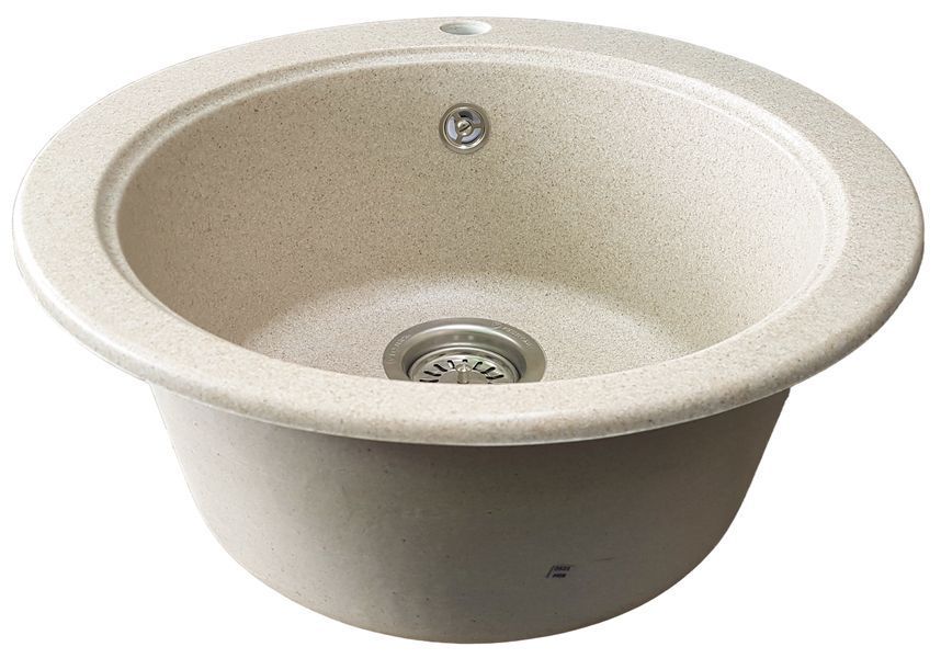 Кухонная мойка из искусственного камня, круглая, EcoLine 2S Бежевая EL-2S-SAH фото