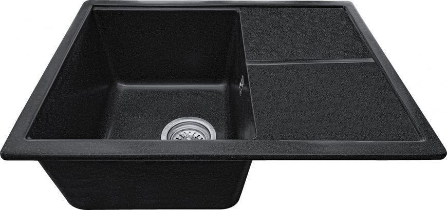 Мийка кухонна, прямокутна, гранітна Valetti Model 75N, Anthracite (чорна), 580х445 мм VAL-75N-ANT фото