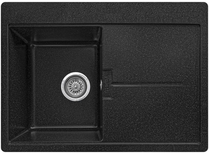 Мойка кухонная Valetti 16N Anthracite (670х495мм) с гибким смесителем черного цвета