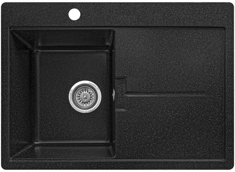 Мойка кухонная Valetti 16N Anthracite (670х495мм) с гибким смесителем черного цвета