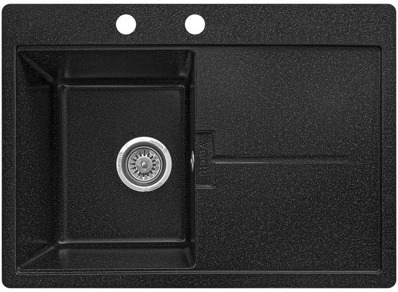 Мойка кухонная Valetti 16N Anthracite (670х495мм) с гибким смесителем черного цвета
