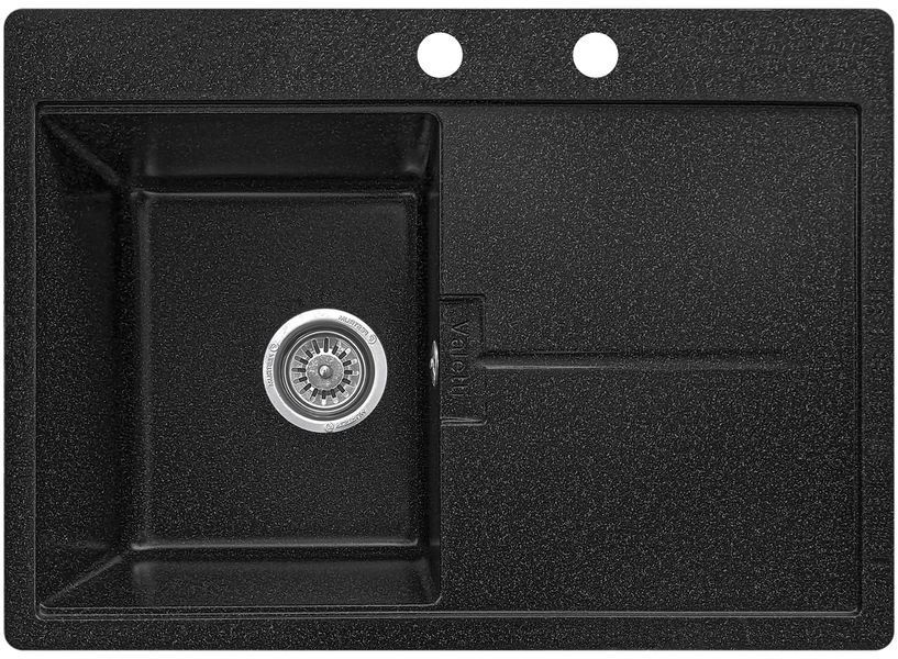 Мойка кухонная Valetti 16N Anthracite (670х495мм) с гибким смесителем черного цвета