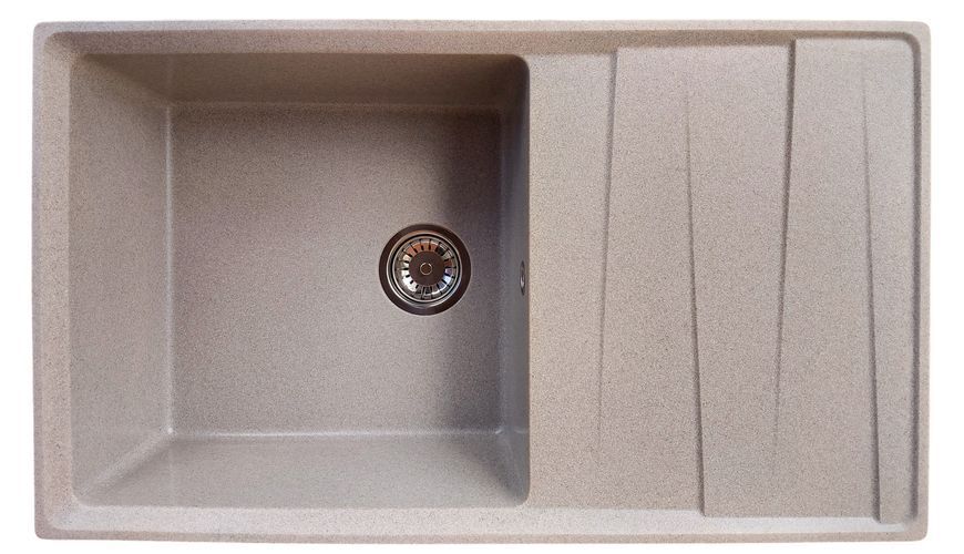 Мийка кухонна, гранітна, прямокутна, Valetti Model 87N, Sahara (бежева), 855х500 мм VAL-87N-SAH фото