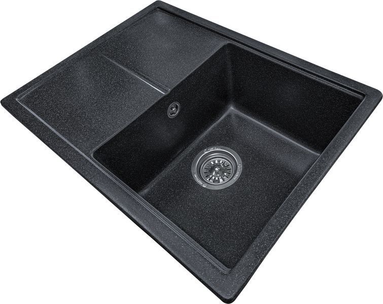 Комплект кухонной мойки Valetti 75N Anthracite (черная) &mdash; мойка + смеситель + сифон