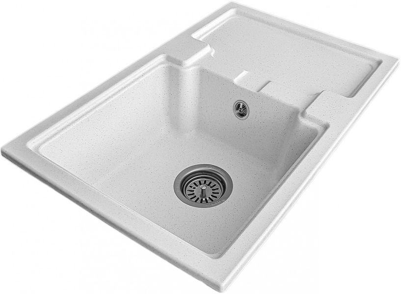 Мойка кухонная, гранитная, прямоугольная, Valetti Model 78N, Snow (белая), 625х425 мм VAL-78N-SNW фото