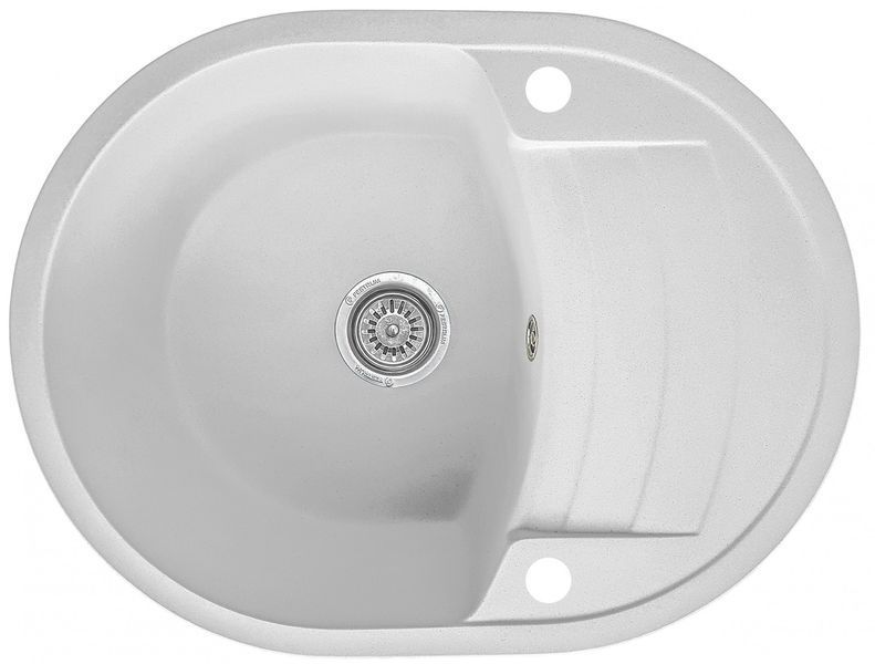 Мийка кухонна, гранітна, овальна, Valetti Model 32N Snow (біла), 610х460 мм VAL-32N-SNW фото
