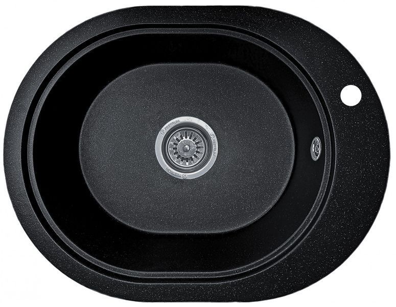 Мойка кухонная, гранитная, овальная, Valetti Model 61N, Anthracite (черная), 560х430 мм VAL-61N-ANT фото