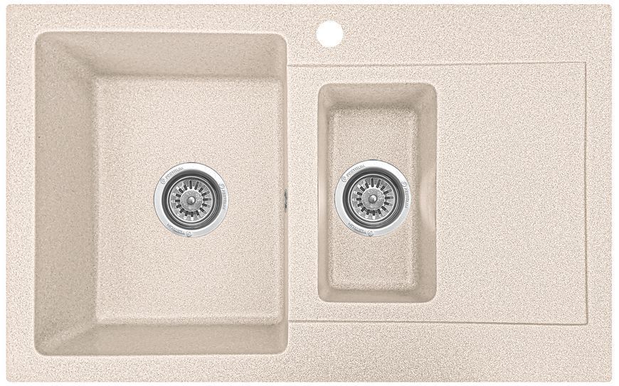 Кухонна мийка, кам'яна, прямокутна, з двома чашами, EcoLIne 34N, 790х500 мм, бежева EL-34N-SAH фото