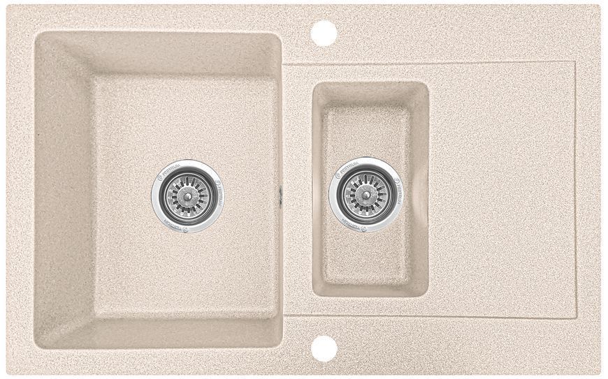 Кухонна мийка, кам'яна, прямокутна, з двома чашами, EcoLIne 34N, 790х500 мм, бежева EL-34N-SAH фото