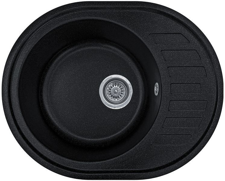 Мойка кухонная, гранитная Valetti 23N 610х495мм Черная + смеситель