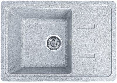 Мийка кухонна, гранітна, прямокутна, Valetti Model 35N, Silver (сіра), 620х435 мм VAL-35N-SIL фото