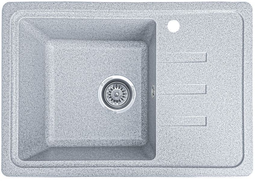 Мийка кухонна, гранітна, прямокутна, Valetti Model 35N, Silver (сіра), 620х435 мм VAL-35N-SIL фото