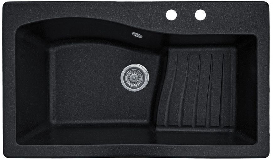 Мийка кухонна, прямокутна, гранітна, Valetti Model 22N, Anthracite (чорна), 860х500 мм VAL-22N-ANT фото