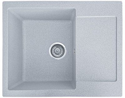 Мийка кухонна, гранітна, прямокутна, Valetti Model 26N, Silver (сіра), 620х500 мм VAL-26N-SIL фото