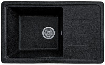 Мийка кухонна, гранітна, прямокутна, Valetti Model 63N, Anthracite (чорна), 695х425 мм VAL-63N-ANT фото