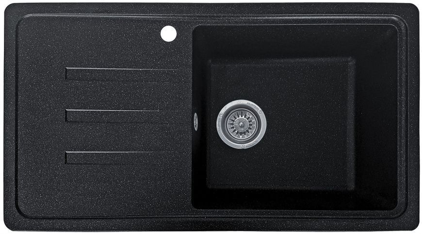 Мийка кухонна, гранітна, прямокутна, Valetti Model 36N, Anthracite (чорна), 780х435 мм VAL-36N-ANT фото