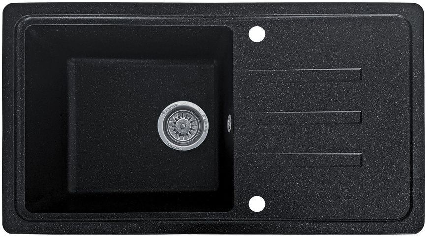 Мийка кухонна, гранітна, прямокутна, Valetti Model 36N, Anthracite (чорна), 780х435 мм VAL-36N-ANT фото