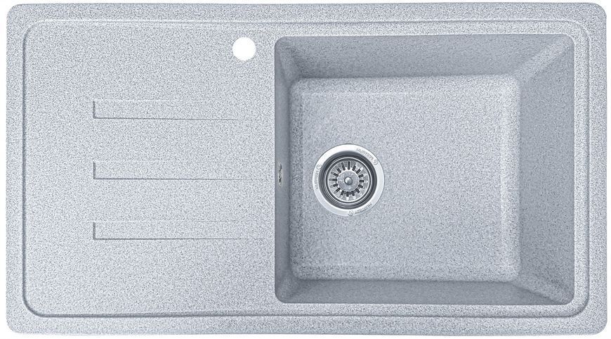 Мийка кухонна, гранітна, прямокутна, Valetti Model 36N, Silver (сіра), 780х435 мм VAL-36N-SIL фото