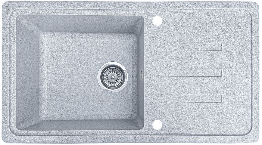 Мийка кухонна, гранітна, прямокутна, Valetti Model 36N, Silver (сіра), 780х435 мм VAL-36N-SIL фото