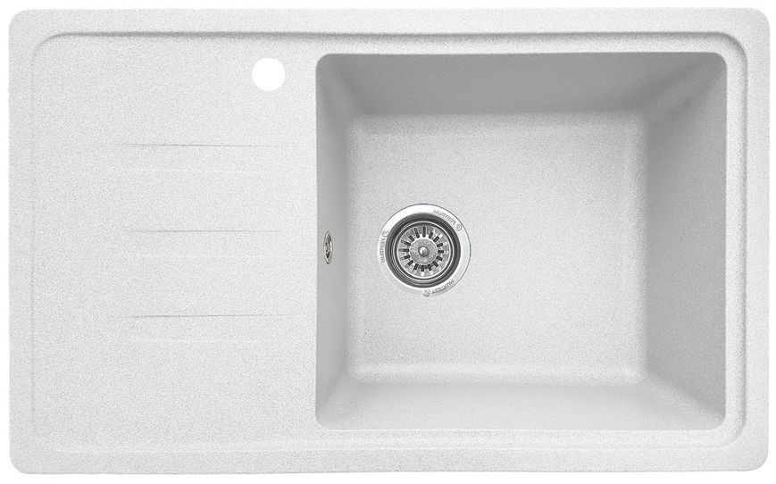 Мойка кухонная, гранитная, прямоугольная, Valetti Model 63N, Snow (белая), 695х425 мм VAL-63N-SNW фото