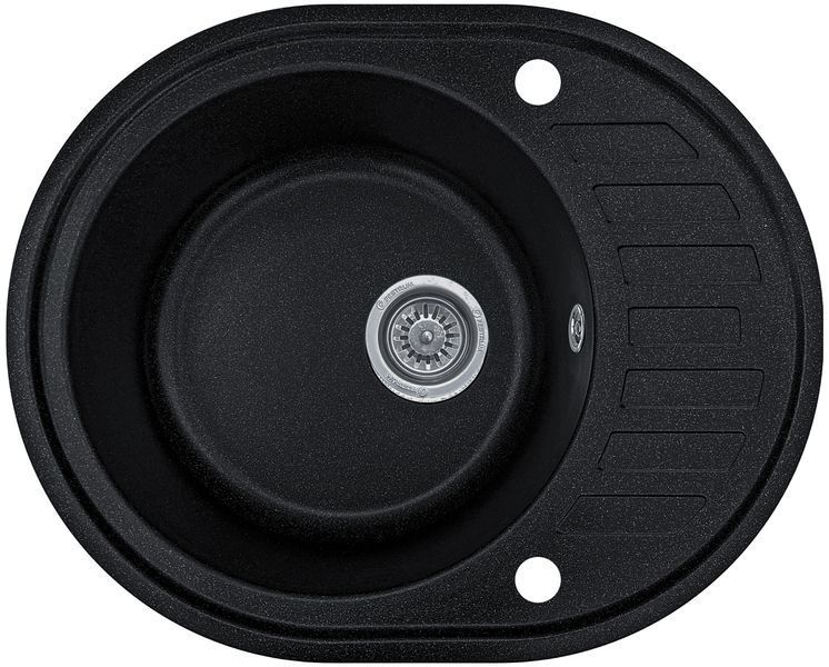 Комплект кухонной мойки Valetti 23N Anthracite (черная) &mdash; мойка + смеситель + сифон