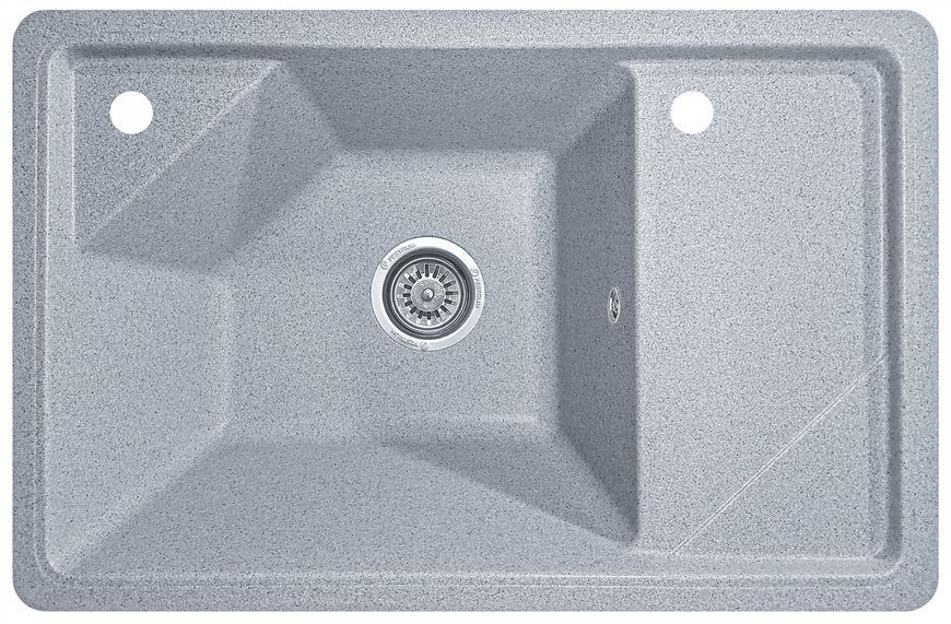 Мийка кухонна, гранітна, прямокутна, Valetti Model 64N, Silver (сіра), 720х465 мм VAL-64N-SIL фото