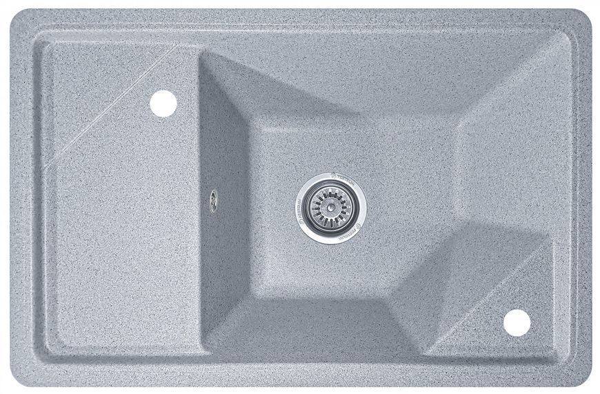 Мийка кухонна, гранітна, прямокутна, Valetti Model 64N, Silver (сіра), 720х465 мм VAL-64N-SIL фото