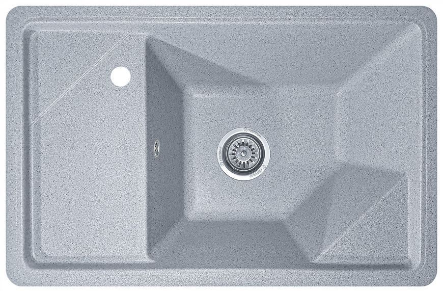 Мийка кухонна, гранітна, прямокутна, Valetti Model 64N, Silver (сіра), 720х465 мм VAL-64N-SIL фото