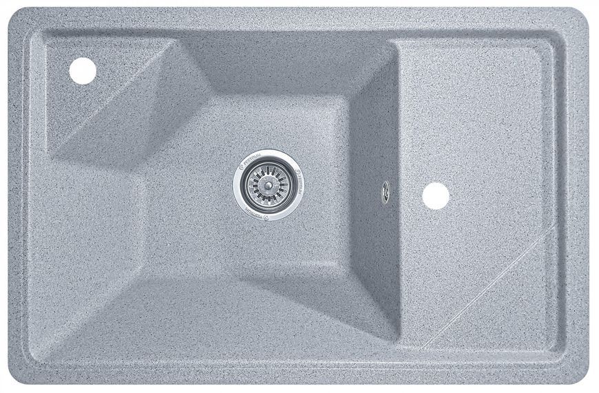 Мийка кухонна, гранітна, прямокутна, Valetti Model 64N, Silver (сіра), 720х465 мм VAL-64N-SIL фото