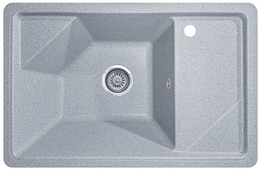 Мийка кухонна, гранітна, прямокутна, Valetti Model 64N, Silver (сіра), 720х465 мм VAL-64N-SIL фото