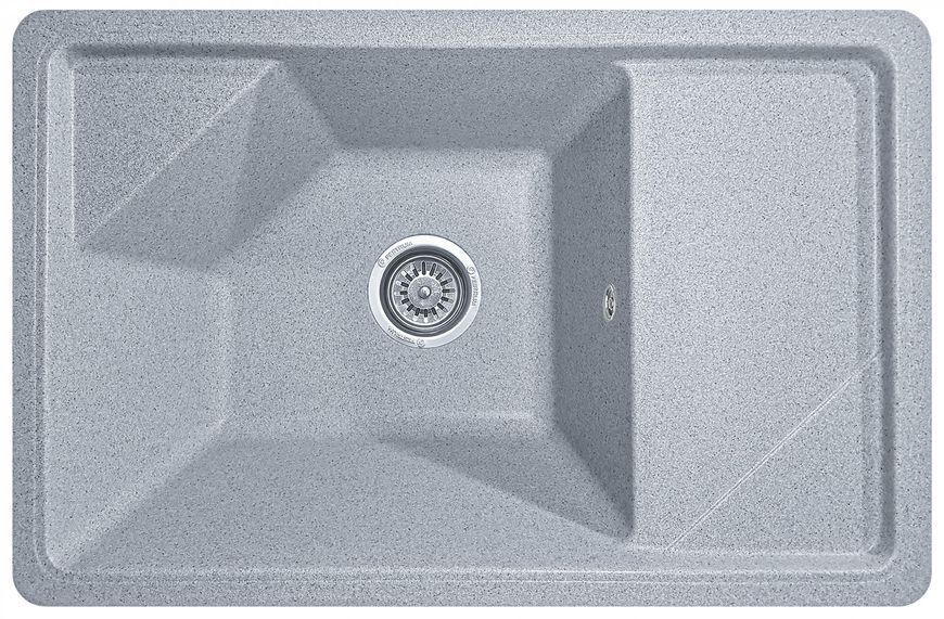 Мийка кухонна, гранітна, прямокутна, Valetti Model 64N, Silver (сіра), 720х465 мм VAL-64N-SIL фото