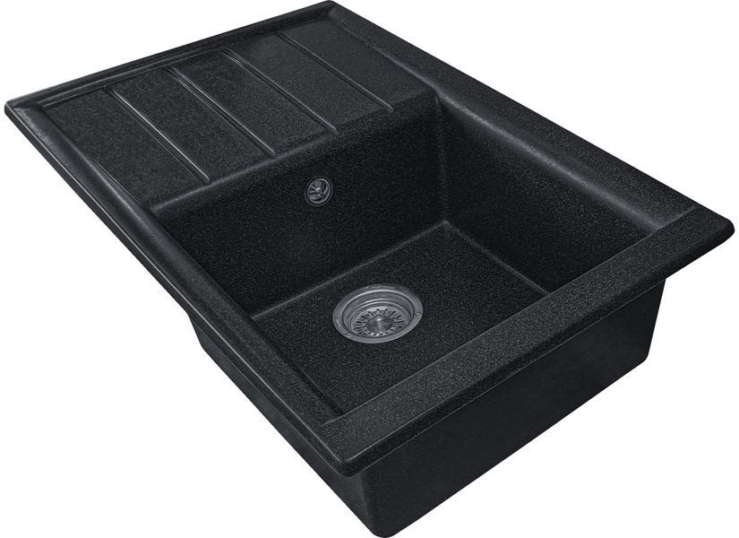 Комплект кухонної мийки Valetti 25N Anthracite (чорна) &mdash; мийка + змішувач + сифон