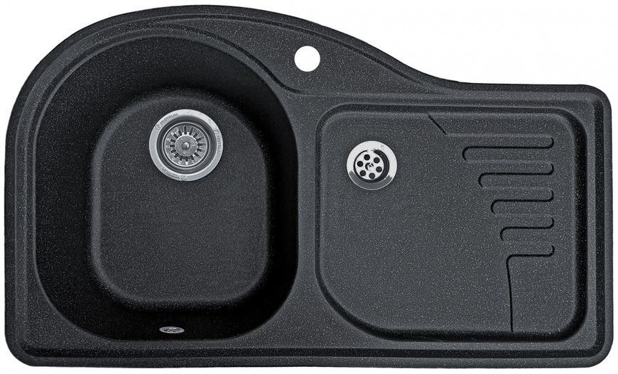 Мойка кухонная, гранитная, ассиметричная, Valetti Model 52N, Anthracite (черная), 840х510 мм VAL-52N-ANT фото