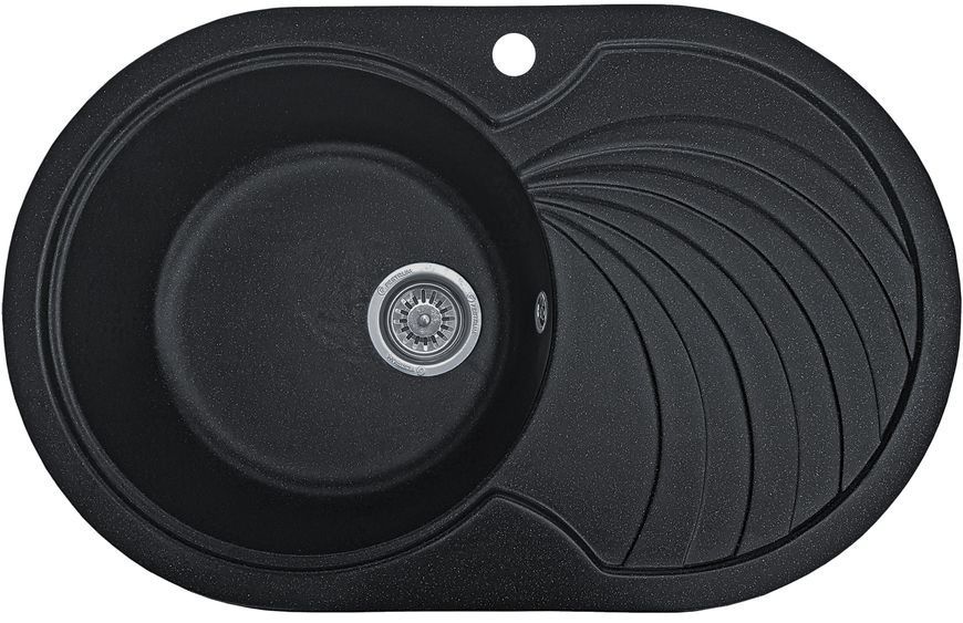 Комплект кухонной мойки Valetti 33N Anthracite (черная) &mdash; мойка + смеситель + сифон