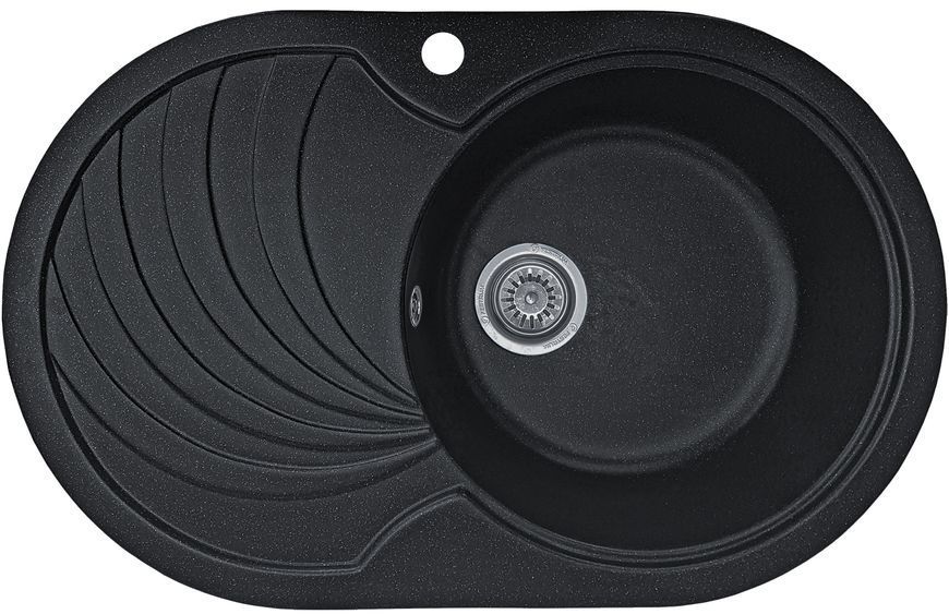 Комплект кухонной мойки Valetti 33N Anthracite (черная) &mdash; мойка + смеситель + сифон