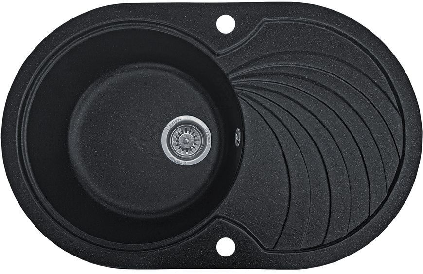 Комплект кухонной мойки Valetti 33N Anthracite (черная) &mdash; мойка + смеситель + сифон