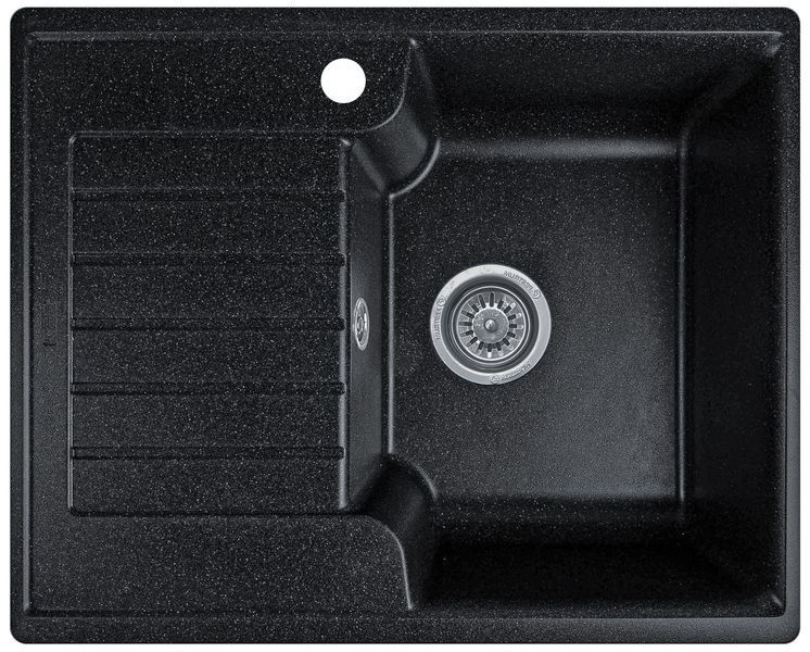 Мийка кухонна, гранітна, прямокутна, Valetti Model 12N, Anthracite (чорна), 610х500 мм VAL-12N-ANT фото