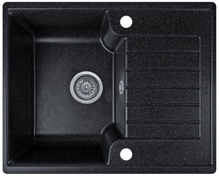 Мийка кухонна, гранітна, прямокутна, Valetti Model 12N, Anthracite (чорна), 610х500 мм VAL-12N-ANT фото