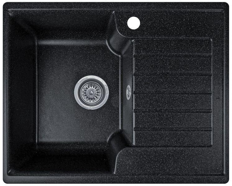 Мийка кухонна, гранітна, прямокутна, Valetti Model 12N, Anthracite (чорна), 610х500 мм VAL-12N-ANT фото